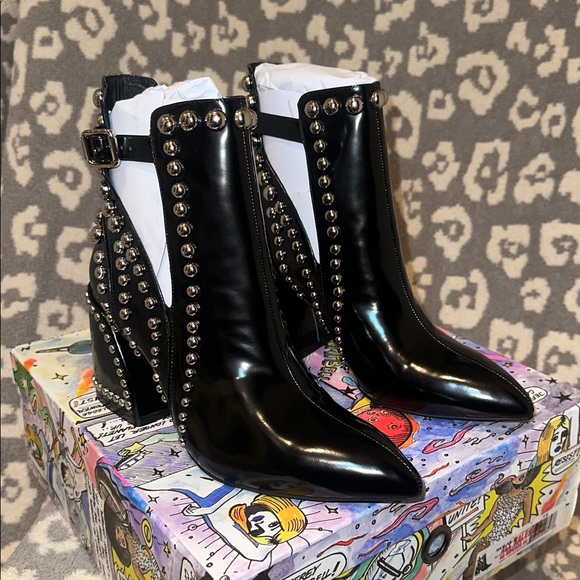 Jefffrey Campbell Raylan-ST Heeled Boots in Black & Sliver 😍 New & Never Worn 😍😍 - Picture 3 of 17